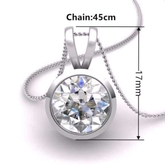 New Beautiful 925 Silver 2ct Round Sim. Diamond Necklace - Picture 2 of 2